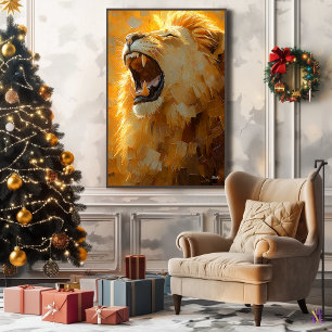 Brüllender Löwe in dynamischer Impasto-Kunst Leinwanddruck