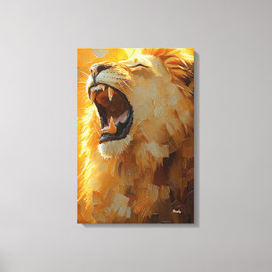 Brüllender Löwe in dynamischer Impasto-Kunst Leinwanddruck