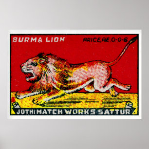 Brüllender Löwe Indien 1920er-30er Jahre Streichho Poster