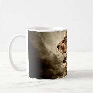 Brüllender Löwe: Majestätische Vintage-Kunst. Kaffeetasse