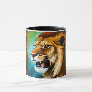 Brüllender Löwe Seitenporträt-57566 Tasse