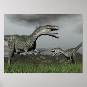 Brüllender Monolophosaurus - 3D übertragen Poster