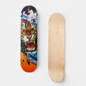 Brüllender Tiger-Farbspritzer-Surf-Welle-Straßenku Skateboard (Vorderseite)