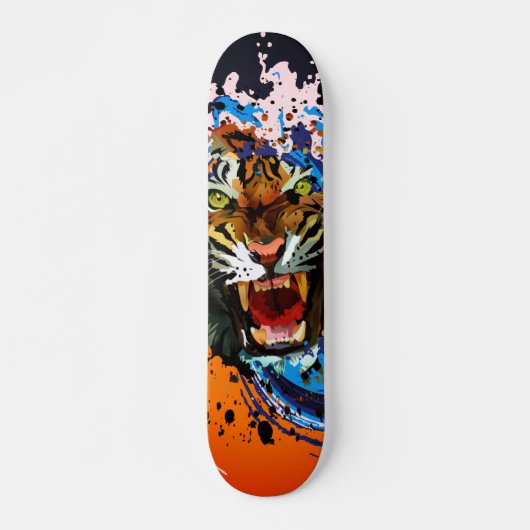 Brüllender Tiger-Farbspritzer-Surf-Welle-Straßenku Skateboard (Vorne)