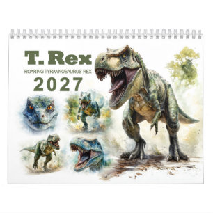 Brüllender Tyrannosaurus Rex Aquarell-Kalender 202 Kalender