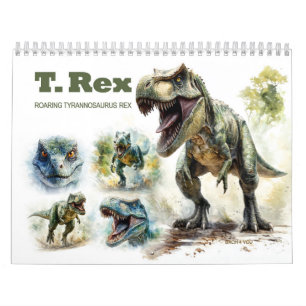 Brüllender Tyrannosaurus Rex Aquarell-Kalender Kalender