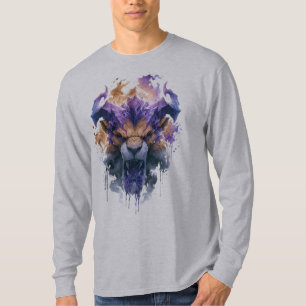 Brüllendes Fantasy-Löwen-Langarmshirt T-Shirt