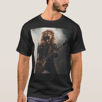 Brüllendes Löwe-Gitarrist-Rockstar-T-Shirt T-Shirt