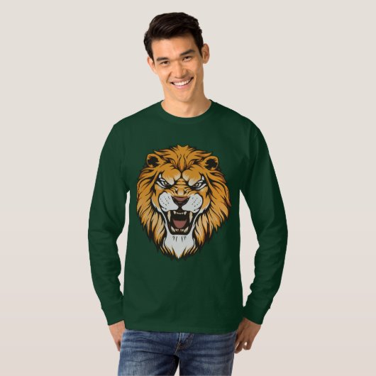 Brüllendes Löwe Grafik Langarmshirt T-Shirt (Vorne ganz)