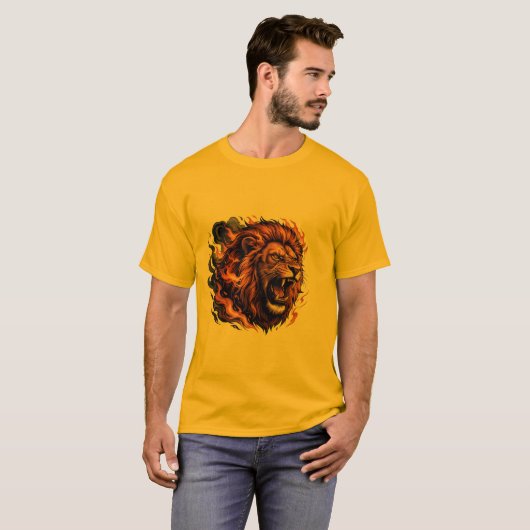 Brüllendes Löwe T-Shirt – Wilde Kraft Graphi (Vorne ganz)