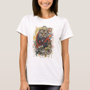Brüllendes Tiger-T-Shirt   Wilde Stärke Tierkunst T-Shirt