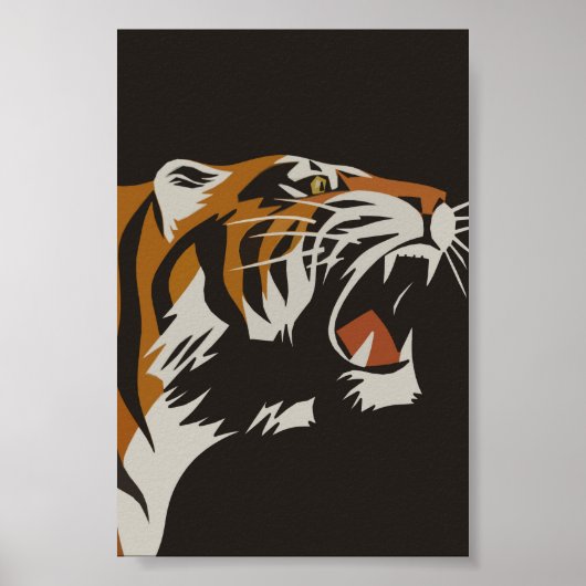 Brüllendes Tiger Vintage-Tierposter Poster (Vorne)