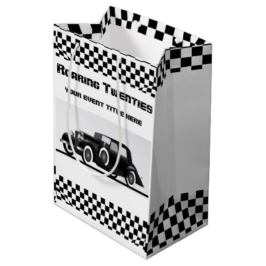 Brüllendes Zwanzigerjahre Party oder Wedding Mittlere Geschenktüte (Rückseite Schrägansicht)