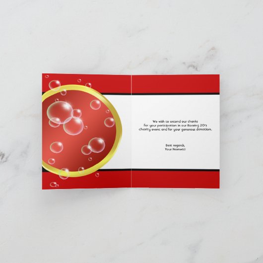 Brüllendes Zwanzigerjahre Prallplatten-Mädchen Dankeskarte (Innenseite)