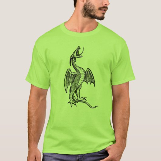 Brüllenschwarzer Drache T-Shirt (Vorderseite)