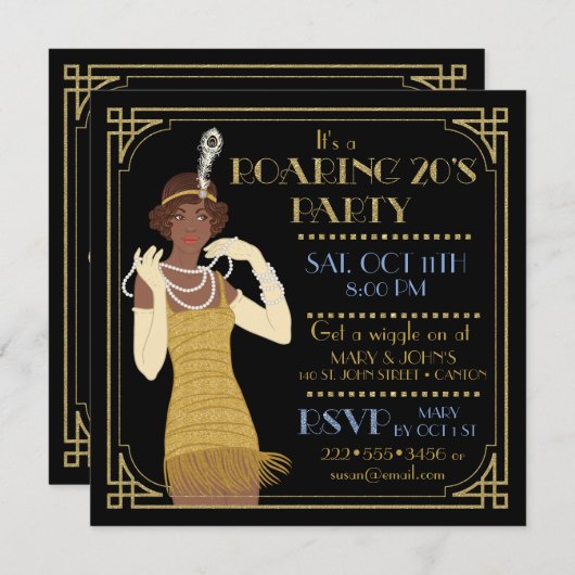 Brüllenzwanziger jahre einladung (Vorne/Hinten)