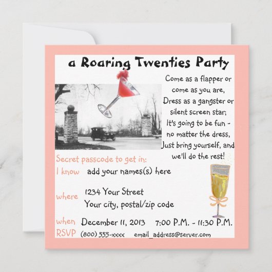 Brüllenzwanziger jahre Gala Einladung (Vorderseite)