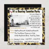 Brüllenzwanziger jahre Party-Prallplatten-Leopard Einladung (Vorne/Hinten)