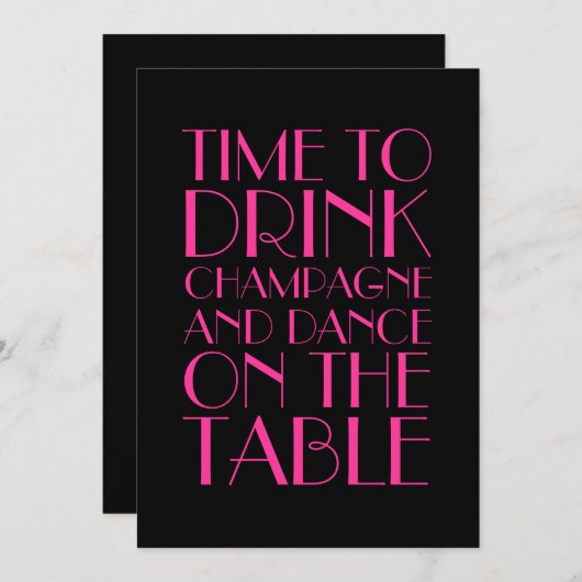 Brüllenzwanziger jahre pinkfarbene einladung (Vorne/Hinten)