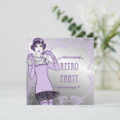 Brüllenzwanziger jahre Prallplatten-Mädchen-Retro Einladung (Stehend Vorderseite)