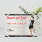 Brüllenzwanziger jahre Prallplatten-Mädchen-Retro Einladung (Stehend Vorderseite)