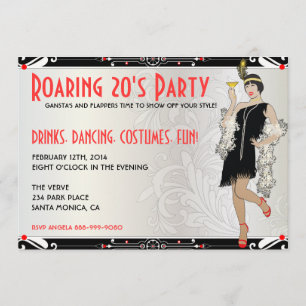 Brüllenzwanziger jahre Prallplatten-Mädchen-Retro Einladung