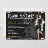 Brüllenzwanziger jahre Prallplatten-Mädchen-Retro Einladung (Vorderseite)