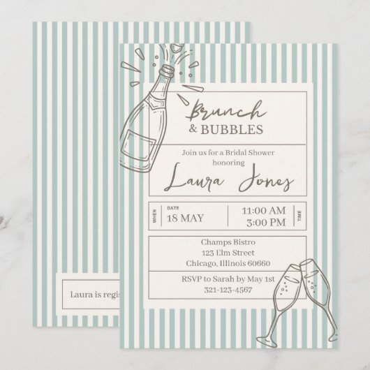 Brunch and Bubbles  Einladung (Vorne/Hinten)