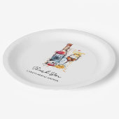 Brunch and Bubbly Brautparty Champagne 9" Runde Pappteller (Schrägansicht)