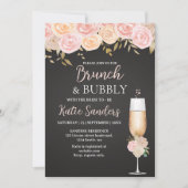 Brunch and Bubbly Bridal Shower Elegant Flowers Einladung (Vorderseite)
