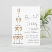 Brunch And Bubbly Champagne Bridal Shower Einladung (Stehend Vorderseite)