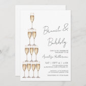 Brunch And Bubbly Champagne Bridal Shower Einladung (Vorne/Hinten)