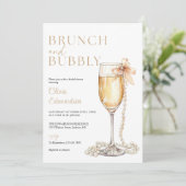 Brunch And Bubbly Champagne QR Code Bridal Shower Einladung (Stehend Vorderseite)