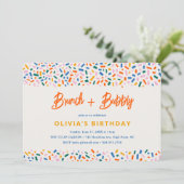 Brunch and Bubbly Festive Fun Birthday Party Einladung (Stehend Vorderseite)