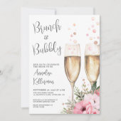 Brunch And Bubbly Floral Bridal Shower Einladung (Vorderseite)