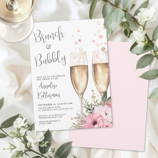 Brunch And Bubbly Floral Bridal Shower Einladung