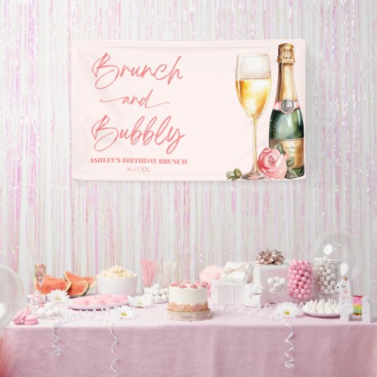Brunch and Bubbly Mimosa Champagne Birthday Brunch Banner (Party)