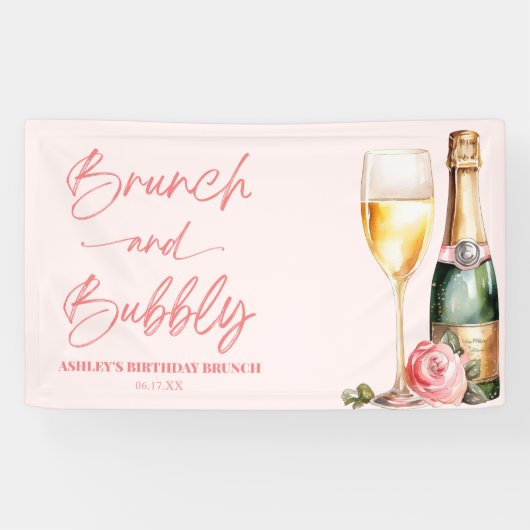 Brunch and Bubbly Mimosa Champagne Birthday Brunch Banner (Horizontal)