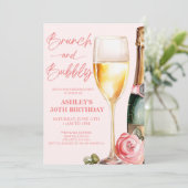 Brunch and Bubbly Mimosa Champagne Birthday Party Einladung (Stehend Vorderseite)