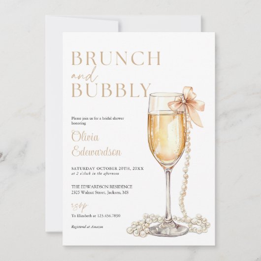 Brunch And Bubbly Photo QR Code Bridal Shower Einladung (Vorderseite)