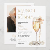 Brunch And Bubbly Photo QR Code Bridal Shower Einladung (Vorne/Hinten)