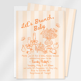 Brunch-Baby-Shower-Einladung | Orange Streifen Einladung