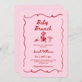 Brunch Baby Shower Girl Invitation Einladung (Vorne/Hinten)