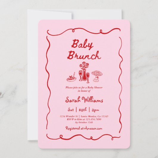 Brunch Baby Shower Girl Invitation Einladung (Vorderseite)