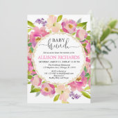 Brunch-Babypartymädchen, erröten rosa Goldgrün Einladung (Stehend Vorderseite)