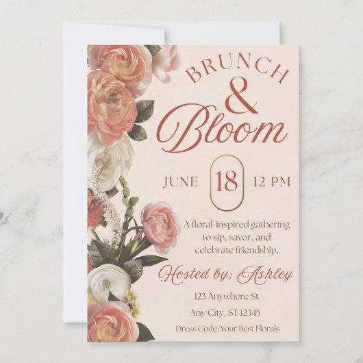 Brunch & Bloom-Einladung Einladung (Vorderseite)