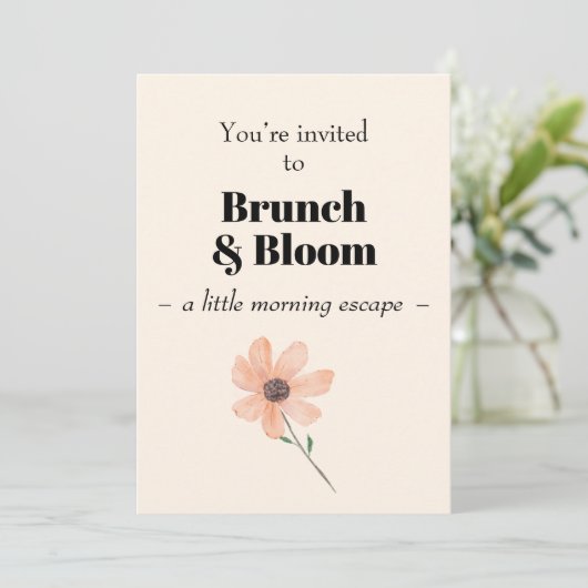 Brunch & Bloom  Invitation Einladung (Stehend Vorderseite)