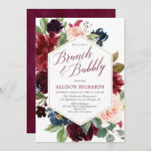 Brunch blush burgundy Marine Blumenbridal Einladung (Vorne/Hinten)