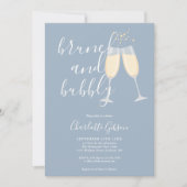 Brunch-Brause-Script-Brautabschied Dusty Blue Einladung (Vorderseite)