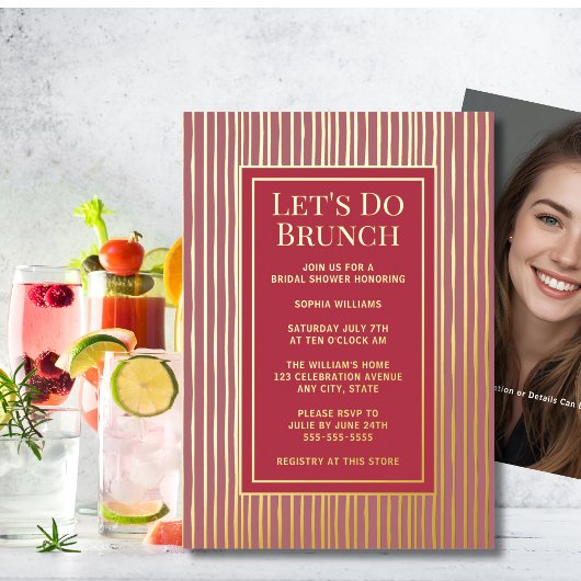 Brunch Brautparty Custom Elegante Rose einladen Folieneinladung